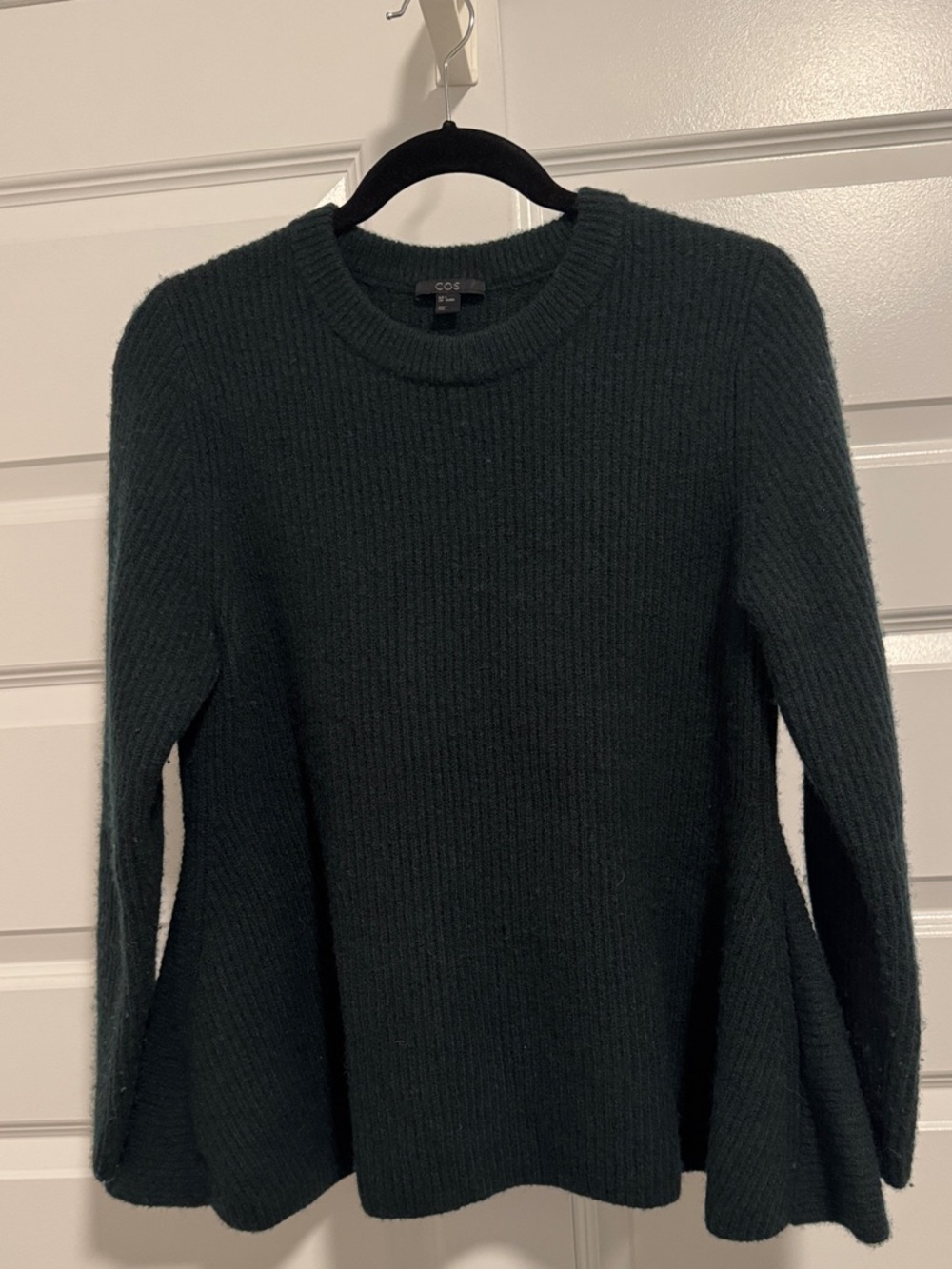 COS Forest Green Ribbed Crewneck Sweater